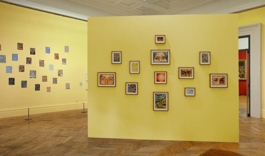 Exhibition view: Constellations: Care & Resistance, 2020 – 2022 (Jade Montserrat, Ian Hamilton Finlay, Claudette Johnson, Amaka Nwafor, Berni Searle, Mark Titchner) Courtesy Manchester Art Gallery. Photo: Michael Pollard