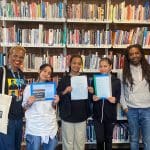 Photo of young people from Avenue Youth Project as part of Living Legacies pilot workshop in Stuart Hall Library on 15 May 2025